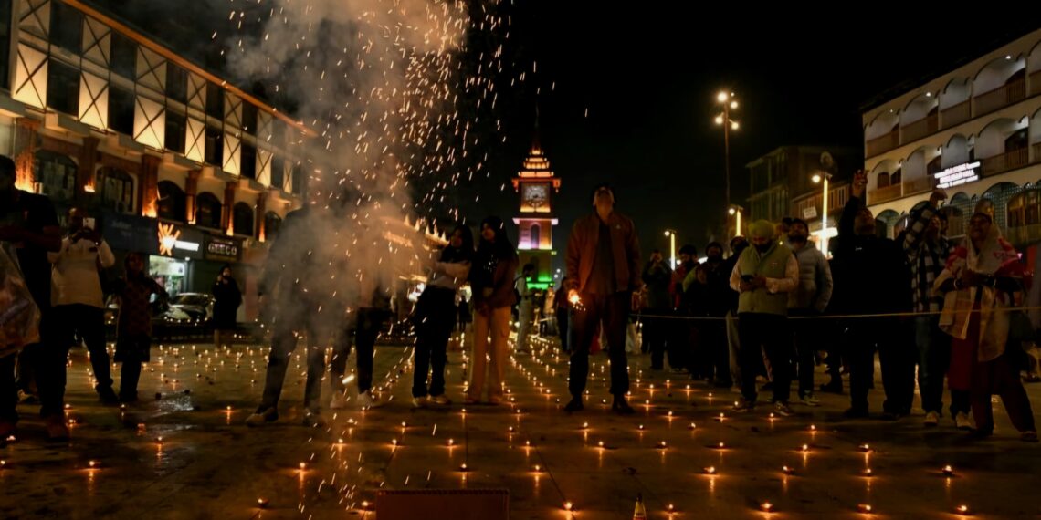 Diwali Lights Up Srinagar’s Iconic Clock Tower, Celebrating Peace and Unity