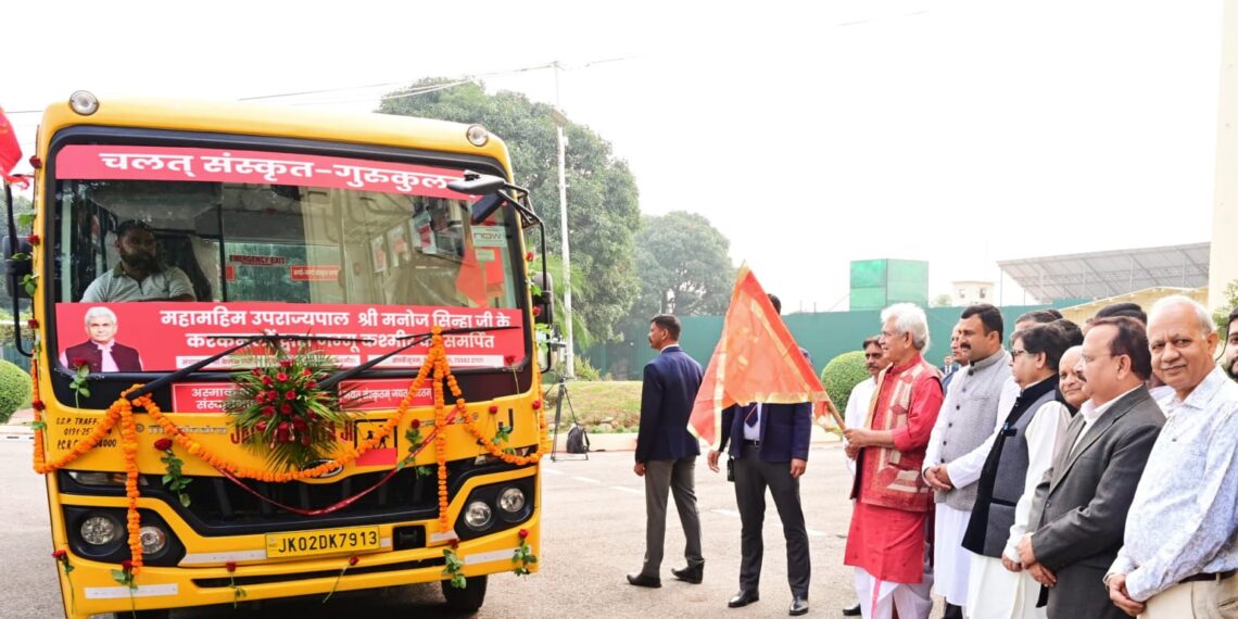 Lt Governor flags off Shri Kailakh Jyotish & Vedic Sansthan Trust’s 2nd Mobile Sanskrit Gurukul