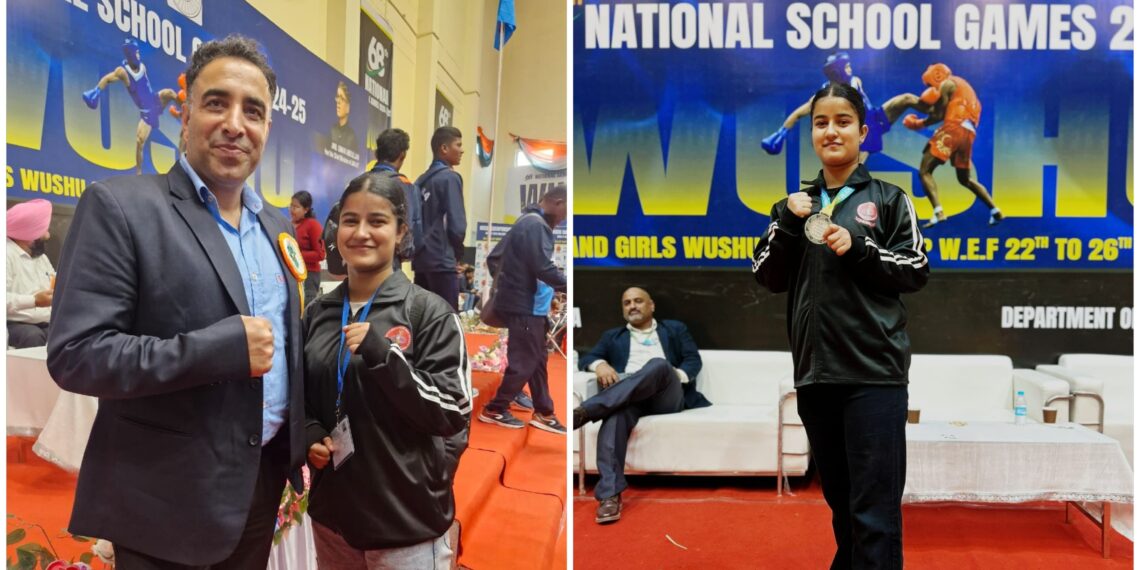 17-year-old Saadia Gulzar from Pulwama wins silver medal at the National Wushu Games