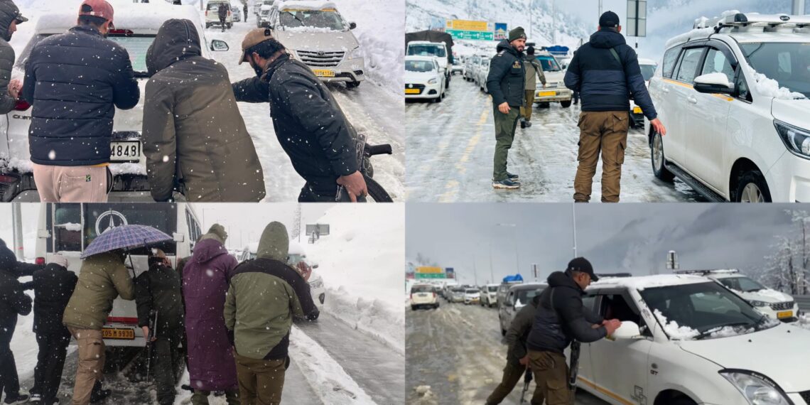 Ganderbal Police Provides Helping Hand to Tourists and Commuters Stranded Due to Heavy Snowfall