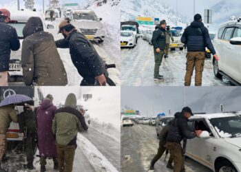 Ganderbal Police Provides Helping Hand to Tourists and Commuters Stranded Due to Heavy Snowfall