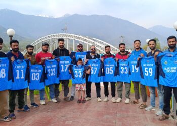 Blue Hunks Kashmir Unveils New Cricket Uniform at Wayil Ganderbal