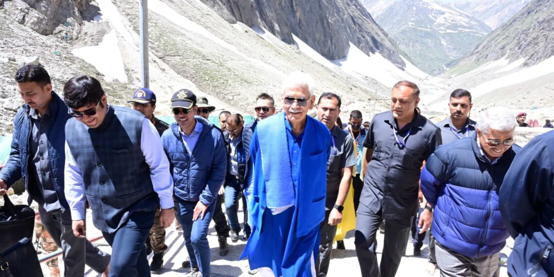 LG undertakes pilgrimage of Shri Amarnath Ji from Baltal track; First Chairman of SASB to Reach Holy Cave Through Track in Recent Times