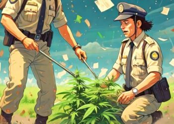 Police destroys Wild Cannabis in Awantipora