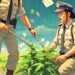 Police destroys Wild Cannabis in Awantipora