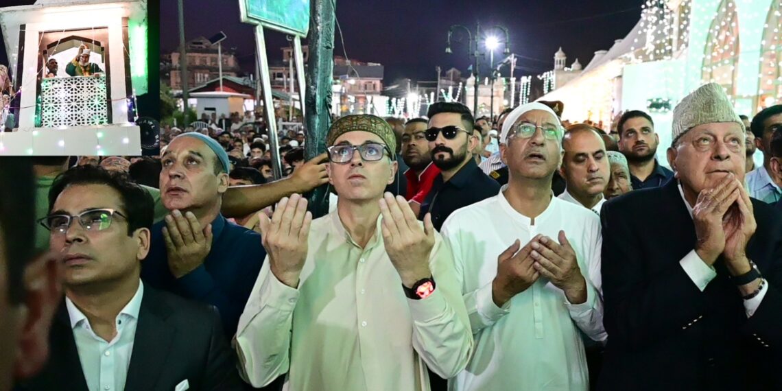 CM Omar Abdullah offers Magrib prayers at Hazratbal Shrine on Eid-e-Milad-un-Nabi (SAW)
