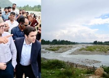 CM Omar Abdullah visits Kulgam to assess flood damage and oversee restoration efforts following heavy rains in the district