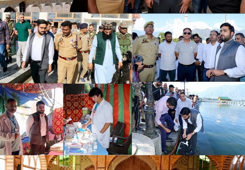 DC Srinagar along with SSP Srinagar takes stock of facilities & arrangements at Dargah Hazratbal for Eid-e-Milad (SAW)