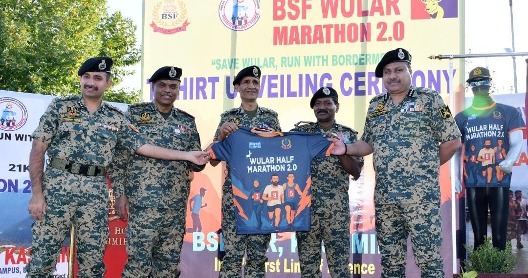 T-shirt unveiling ceremony for marathon held at BSF Frontier HQ Humhama