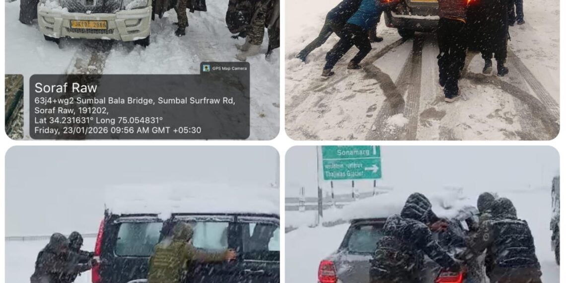Police extends helping hand to tourists and general public amid heavy snowfall in Ganderbal
