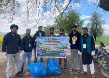 One World Aid Conducts Cleanliness Drive in Pampore Saffron Fields