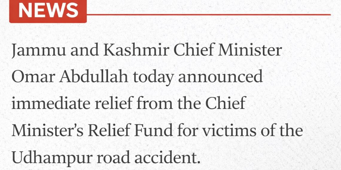 CM Omar Abdullah announces ex-gratia relief for Udhampur road accident victims