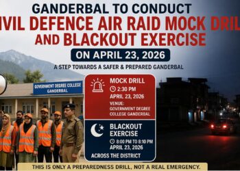 Ganderbal to Conduct Civil Defence Air Raid Mock Drill and Blackout Exercise on April 23