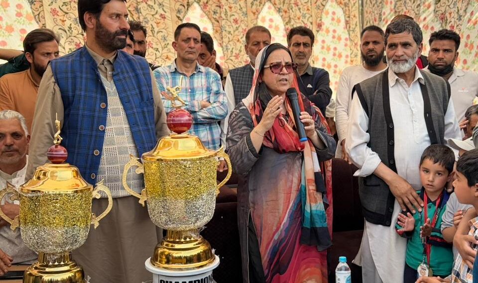 Sakeena Itoo inaugurates Shaheed Wali Mohammad Itoo Memorial Cricket Tournament at DH Pora Kulgam