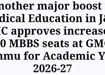 Another major boost to Medical Education in J&K: NMC approves increase of 50 MBBS seats at GMC Jammu for Academic Year 2026-27