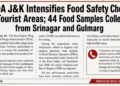FDA J&K Intensifies Food Safety Checks in Tourist Areas; 44 Food Samples Collected from Srinagar and Gulmarg