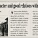 Noble character and good relations with neighbours