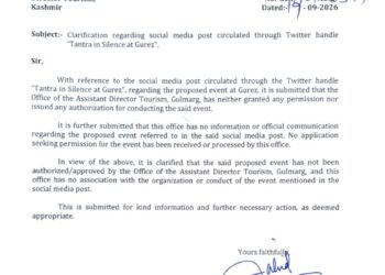 No permission sought or issued for proposed Gurez event: AD tourism gulmarg