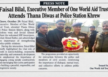 Faisal Bilal, Executive Member of One World Aid Trust, Attends Thana Diwas at Police Station Khrew