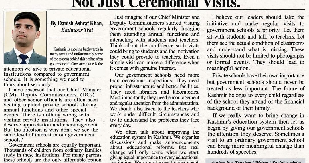 Kashmir’s Education System Needs Attention, Not Just Ceremonial Visits